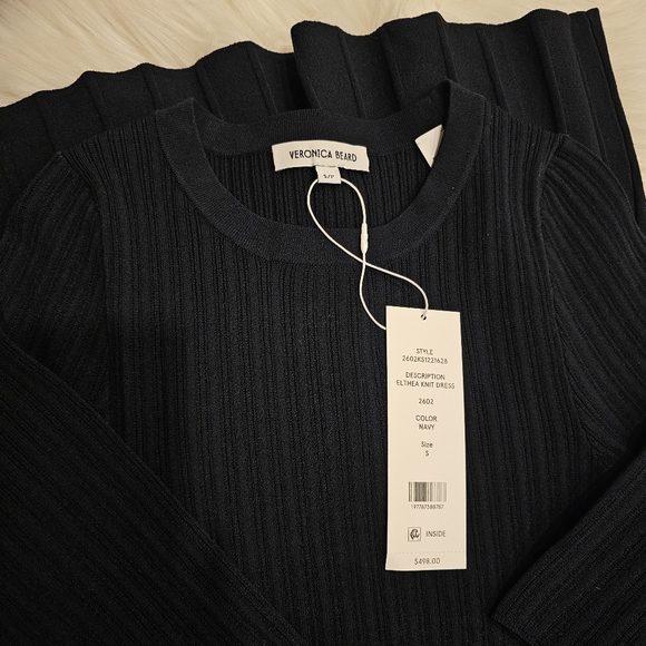 NWT Veronica Beard Elthea Belted Midi Dress Navy Small - Picture 4 of 6